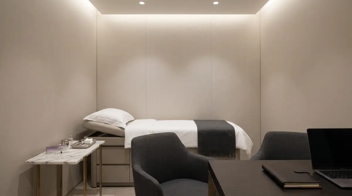 Luxury aesthetic clinic consultation room for men's intimate treatments in Glasgow